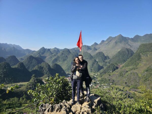ouple enjoying the scenic Ha Giang Loop motorbike tour